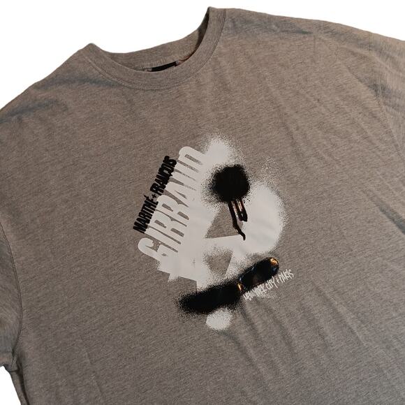 Marithe Francois Girbaud Vintage Tee 2XL Gray New York+Paris Art Paint Street - Picture 2 of 12